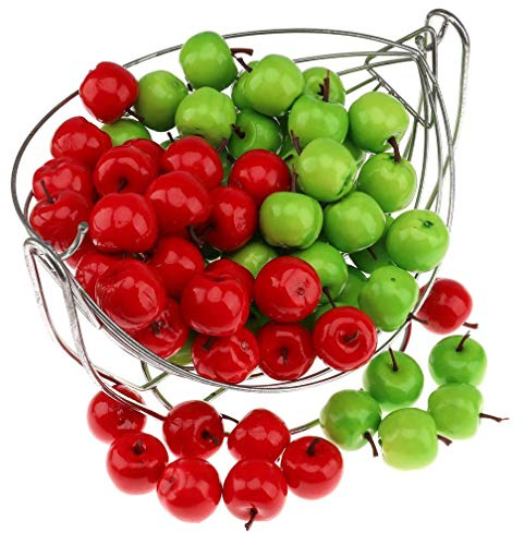 Gresorth 100pcs Artificial Green Red Apples Fake Fruit Apple Home Party Christmas Tree DIY Decoration Model