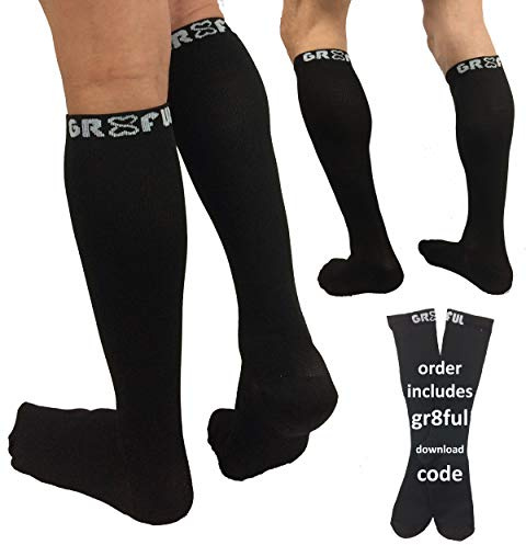Compression Socks for Men & Women – Knee High 15–20 mmHg Support Socks for Running, Travel, Work & Everyday Comfort | Long Athletic Compression Socks Black – 1 Pair L/XL
