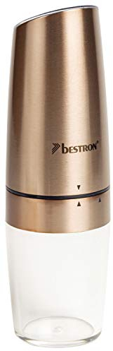 Bestron Moulin électrique à épices avec éclairage LED, Démarrage et arrêt automatique, Meule en céramique, Cuivre