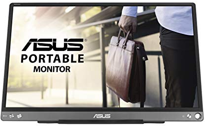 ASUS ZenScreen MB16ACE - Monitor portátil USB de 15.6 FHD (1920x1080, Conectividad híbrida, USB-C, Antiparpadeo, Luz Azul de Baja Intensidad, Acabado antirreflejos), 250cd/m², Gris Oscuro
