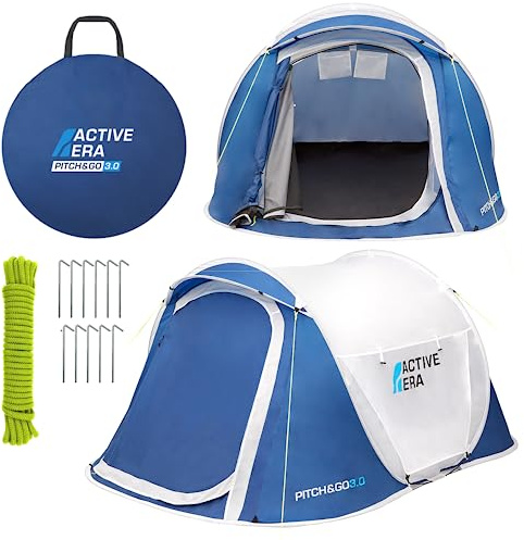 Active Era® Pop Up Tent - 2 Layer Waterproof 2 Person Pop-Up Tent – 100% Storm Tested with Advanced Ventilation and Easy-Pitch Construction - Perfect for Camping and Festivals