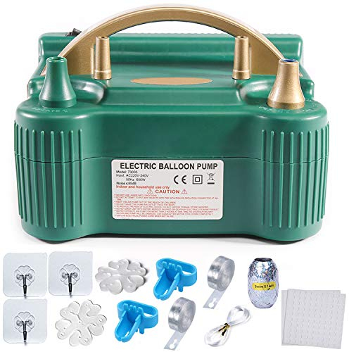 AMBA 220V-240V 600W Electric Balloon Pump, Portable Balloon Inflator, Dual Nozzle Air Pump for Balloon Garland