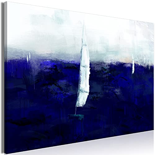 murando Cuadro Acústico Abstracto 120x80 cm espuma acústica absorbe el sonido aislamiento lienzo de 1 pieza Impresión Artística Decoración de Pared bote mar agua como pintado c-A-0219-b-a