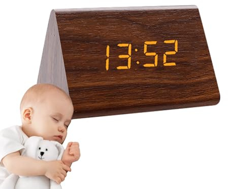 Digital träklocka,Digital väckarklocka | Väckarklocka med veckodag/helgläge stor display, veckodag/helgläge, 3 väckningsinställningar, ljudkontroll, perfekt för sängkanten