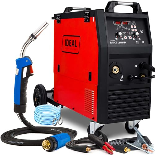 Ideal Tecno MIG 285 - Soldador de Hilo Sin Gas y con Gas 400V - Sinergia, Alimentación de Hilo de 4 Rodillos, Inductancia - Soldadura: MIG/MAG, MMA y Soldadura por Puntos