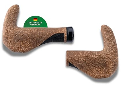 CONTEC Fahrrad-Griffe Merge Trekking Bar Kork, Länge 140mm, D3-Dreikomponenten, G-Link System, Ergonomisch, Stoßdämpfend, mit BarEnds, braun, Paar