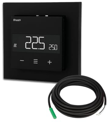 Heatit Z-TRM6 Z-Wave Plus termostatrumsregulator med EXT. Elektrisk och vattenledd golvsensor, IR-uppvärmning, färg: matt svart