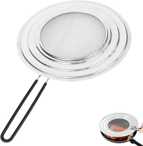 Paraspruzzi per Pentole con Manico Pieghevole, Coperchio Paraschizzi 30 cm in Acciaio Inox, Adatto alla Cucina, Argento