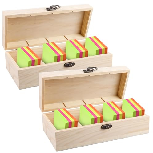 2 cartoncini in legno, formato A8, 25 x 9,5 x 7 cm, in legno con coperchio, per ufficio, scuole e casa (cartoncini non inclusi)