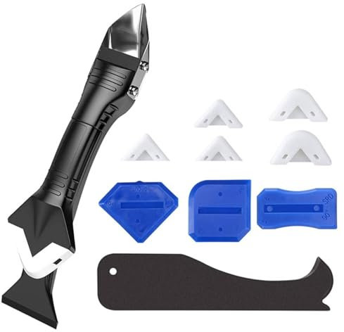 Sealant Remover Tool, 3 in 1 Silicone Remover ToolSilicone Caulking Tools with 5 Replace Silicone Grout Removal Tool Sealant Finishing Tools for Kitchen Bathroom Floor Corner