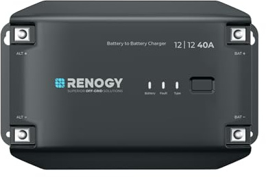 Renogy Cargador de Batería de CC a CC 12V 40A, Convertidor Inteligente para Baterías de Inundación, Gel, AGM y Litio, para Autocaravanas, Camiones, Autocaravanas, Vehículos Comerciales, Barcos y Yates
