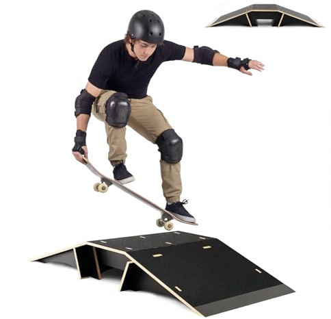 Weysat Skateboard Ramp Bike Ramp 44 Inches Solid Wood with Anti Slip Surface Skate Accessories Durable Designed for Beginners Gifts for Youngster