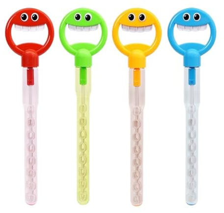 Zanthicia Bastone per bolle robusto e durevole per un gioco senza fine con le bolle in ABS sorridente con 36 fori, giocattolo per bambini che soffia di sapone