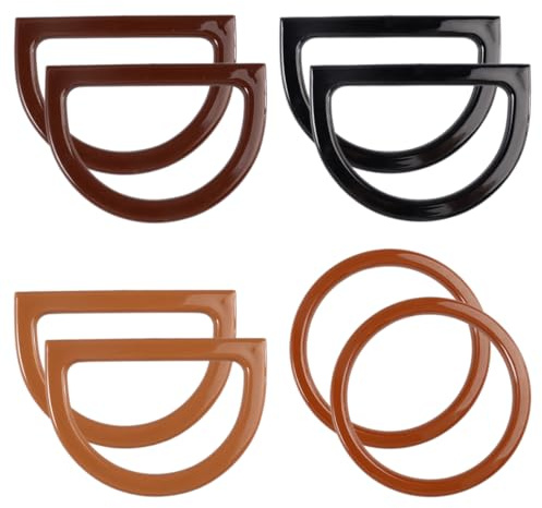 8 Piezas Asas de Madera para Bolsas, Forma de D, Asas para Bolsos Crochet | Disponible en Dos Modelos Tipo D y Tipo O, Aptas para Bolsos De Playa Hechos a Mano, Bolsos de Mimbre y Carteras (2 Modelos)