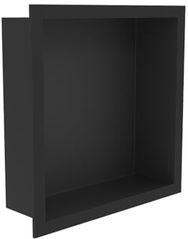 Matt Black Stainless Steel Recess Shower Niche - Modern & Elegant Recessed Shelf Organizer, Rustproof Stainless Steel, Pre-Assembled Waterproof Wall Shelf for Bathroom Storage, 300 x 300