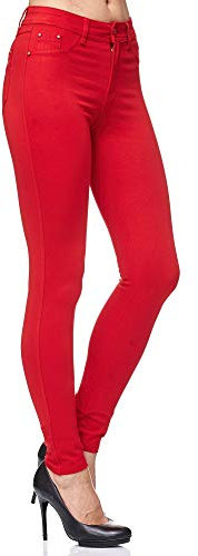 Elara Damen Stretch Hose Skinny Fit Jegging Chunkyrayan H21 Red 36 (S)
