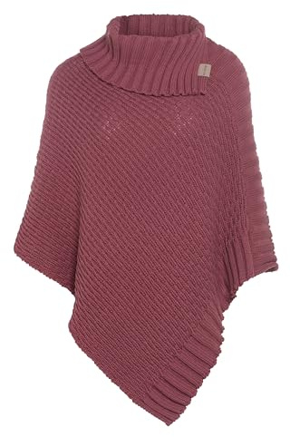 Knit Factory - Nicky Poncho Tricoté - Cape Femme - Poncho Femme - Poncho pour l’Automne et l’Hiver - Poncho en Laine et Acrylique - avec col écharpe - Stone Red - Taille Unique