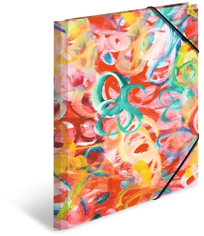 HERMA Carpetas de portafolio A4, juego de pintura de 3 piezas, carpeta de esquina de cartón para niños con motivos artísticos, banda elástica, solapas interiores e impresión interior para niños y