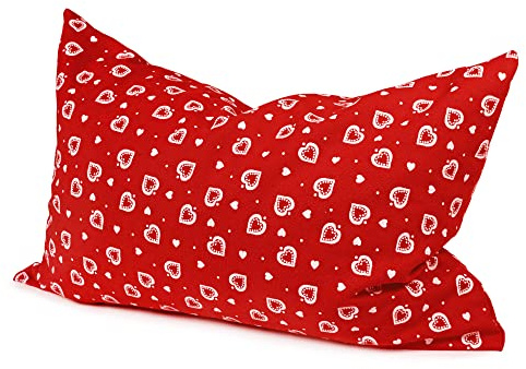 Giraffenland Cuscino con 8 erbe 30x20cm cuori rosso (anice, camomilla, melissa, salvia, lavanda, timo, rosmarino, menta piperita) Cuscino con profumo naturale