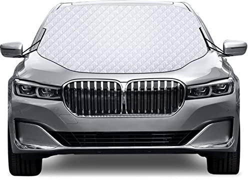 Karvipark Car Windscreen Cover - Magnetic Snow Ice Frost UV Protective Front Window Cover, Sun Shade with Dust Water Resistant, Perfect for Most Vehicles All Weather