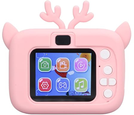 Appareil Photo Numérique, écran 2 Pouces 5V ABS Silicone USB Caméra pour Enfants pour Jardin (Rose Jaune)