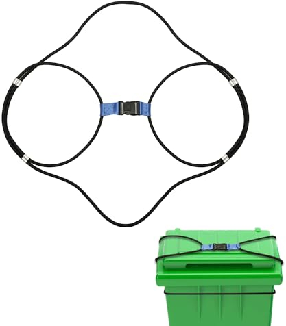 XIHIRCD Mülltonnendeckelverriegelung, Deckelschloss für 30-50 Gallonen Tiersicherer Mülleimer Robust Elastisch Mülleimer-Bungee-Seile für Tiere Eichhörnchen Hunde Waschbären Hält den Müll Sicher