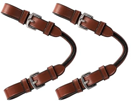 Convertisseur de Mors Pelham Roundings Exion pour Bride Anglaise | Sangle en Cuir tanné végétal de qualité supérieure | Adaptateur de Mors Une rêne vers Deux rênes avec visserie en Acier Inoxydable