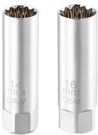 Joyan Effizientes Zündkerzenschlüssel Set, 2-teilig, Universal Flexibel für Auto & Motorrad, 14mm & 16mm, 3/8 Zoll Antrieb, Robustes Motorwerkzeug für Zündkerzenwechsel