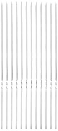 QUARKZMAN 12 piezas de Brochetas de Metal 30cm x 3.8mm x 1mm Palitos Planos de Acero Inoxidable Reutilizables para Barbacoa al Aire Libre Parrilla de Barbacoa para Carne Camarones