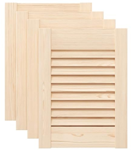 vidaXL Portes d'armoire à persiennes 4 pcs 39,5x29,5 cm pin Massif, Porte de Meuble, Porte de Garde-Robe, Panneau à persiennes en Bois