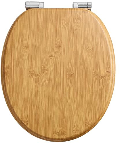 Pipishell O-förmiger Klodeckel mit Absenkautomatik Holz und glatten Metallscharnieren, MDF-Toilettendeckel mit langsamer Schließung, einfache Montage und Reinigung, passend für die meisten Badezimmer