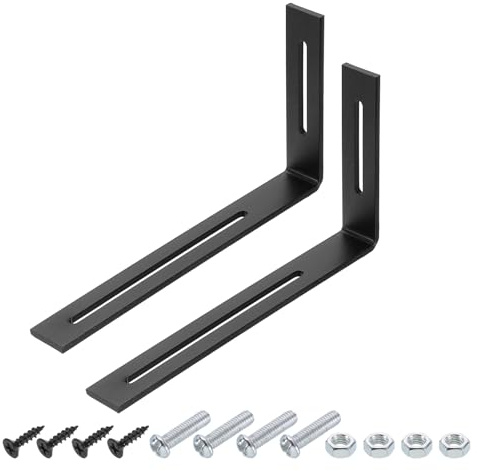 QUARKZMAN 2Pcs Staffa Angolare Regolabile A Forma Di L, 120 x 240 x 30mm l Staffa Angolare Con Fessure Per Giunti A Angolo Retto Con Viti Per Fissare Mobili Scaffali, Nero