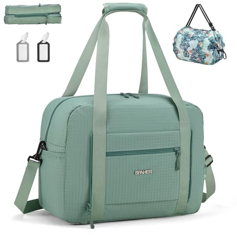 SPAHER Bolsa de Viaje 40x30x15 British Airways Equipaje de Mano Bolsa de Deporte Gimnasio Impermeable Bolsos Maternidad Hospital Fin Semana Mujer Hombres Gym Bag Cabin Duffle Bag Verde