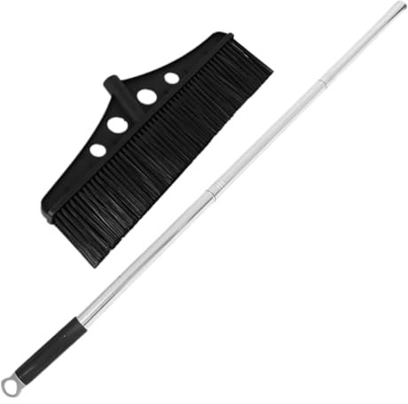 VALICLUD Black Detachable Broom for Heavy Duty Outdoor Cleaning Handle Stainless Steel Brush for Patios Garages and Efficient Large Sweeping Tool