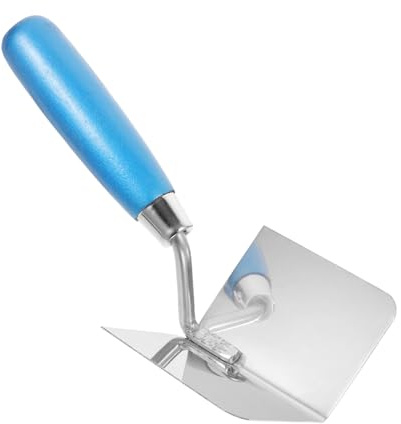 Veemoon Ergonomic Corner Trowel for Drywall Repair Stainless Steel Plaster Tool with Blue Handle for Angles Enhances Control and Reduces Aches for Professionals