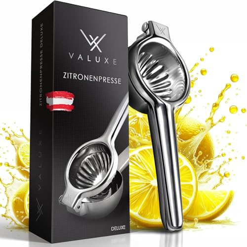 VALUXE Zitronenpresse Edelstahl groß - Hand Zitruspresse für Zitronen, Limetten & kleine Orangen - Manuelle Limetten-Presse, Citrus Handpresse, Lemon Squeezer spülmaschinengeeignet
