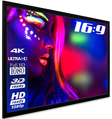 ESMART Economy EXF Rahmen-Leinwand [Größenauswahl] 240 x 135 cm (108) | Format 16:9 | Heimkino Beamer Projektionsleinwand Rahmen Leinwand LCD LED