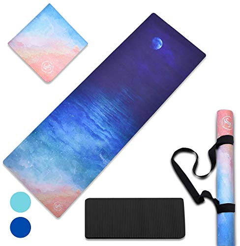 June & Juniper Travel Yoga Mat Foldable Lightweight - Thin Light Non-Slip Travel Yoga Mat Eco (ocean breeze)