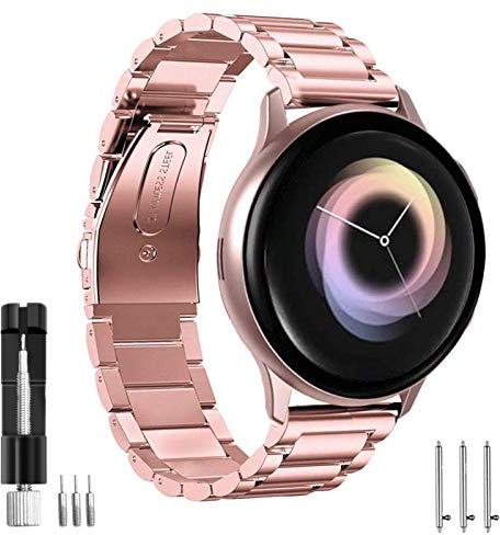 SPGUARD Kompatibel mit Samsung Galaxy Watch Active 2 44mm Armband/Galaxy Watch Active 2 40mm Armband,Edelstahl Schnellverschluss Ersatzarmband-Rose Pink