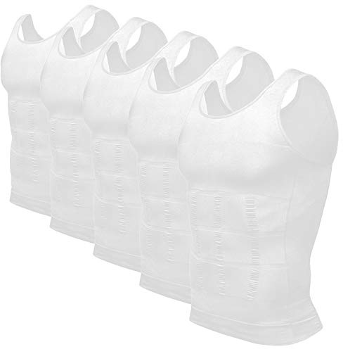 Odoland Män 5-pack kroppsformare bantning magväst termisk kompression skjorta linne formkläder