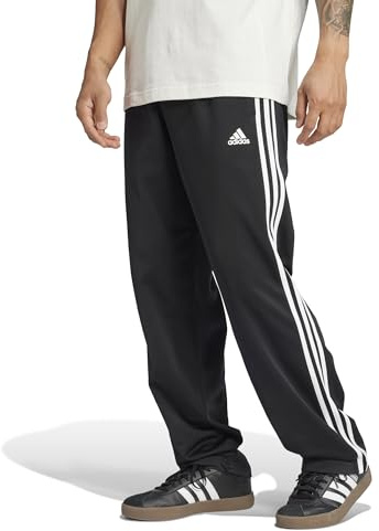 adidas Men's Standard Essentials Warm-Up Open Hem 3-Stripes Tracksuit Bottoms, Black/White, Medium