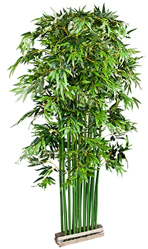 Decovego Bambus Bambus-Strauch Sichtschutz Kunstpflanze Kunstbaum Bambusbaum Baum Künstliche Pflanze Bamboo Künstlich Echtholzstamm Innendekoration Deko 200 cm