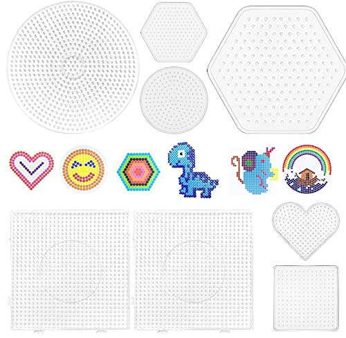 Bügelperlen Platten Durchsichtig 8 Stück Bügelperlen Vorlagen Bügelperlenschablonen Bügelperlens Platten Groß Bügelperlenset Mehrere Formen Steckplatten für Kinder Geburtstag Geschenk