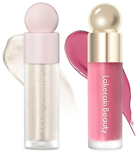 Erinde Liquid Highlighter Makeup, Face Highlighter Bronzer Makeup Stick, Natural Glossy Finish, Lightweight Blendable Silky Smooth Cream Face Illuminator Makeup, Cruelty-free#01#02