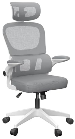 Chleby Chaise de Bureau en Tissu technologique Fauteuil de Bureau avec roulettes Chaise de Bureau à Coussin Moelleux et Confortable pour Le Bureau à Domicile Gris