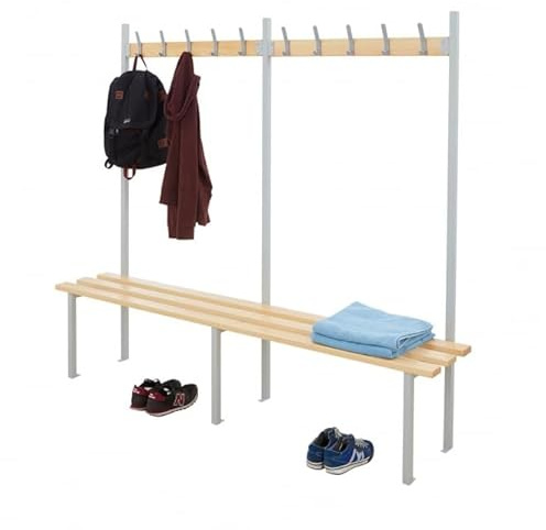 BiGDUG Essentials Changing Room Bench - Single Sided with 10 Hooks - 1750h x 2000w x 350d mm