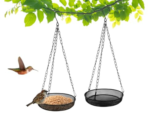Abiyou 2 Pcs Mangiatoia per Uccelli Selvatici,Mangiatoia per Uccelli da Appendere,Stazione di Alimentazione per Uccelli Selvatici,Mangiatoia per Uccelli in Metallo,per Cortile,Giardino,Fattoria