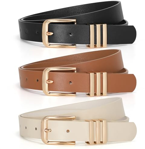 JasGood 3 piezas de cinturón de cuero para mujer cinturón de cintura cinturón de moda lindo para mujer pantalones vaqueros vestidos