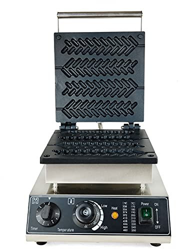 Piastra per cialde da 1700 W, controllo intelligente, per waffle elettriche, a forma di paglia di frumento, 4 cialde 50-300 ℃, fast food ristoranti, negozi di tè, panetterie, fabbriche di spuntini
