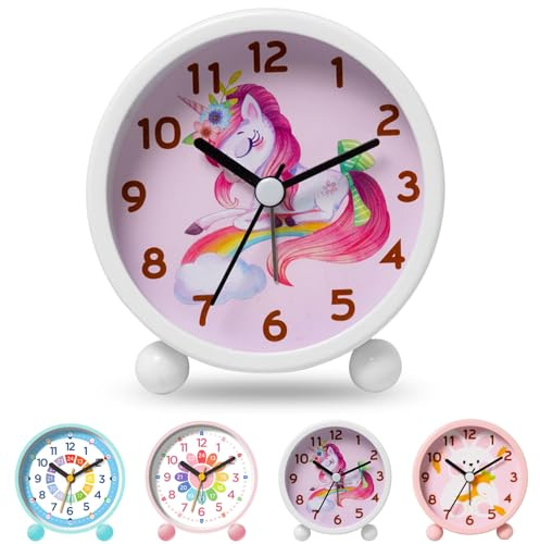 YeahBoom Reloj Despertador Niño,Despertador Infantil Silencioso Sin Tick Tick,Reloj de Aprendizaje con Luz Nocturna,Digital y Analógico para Niños